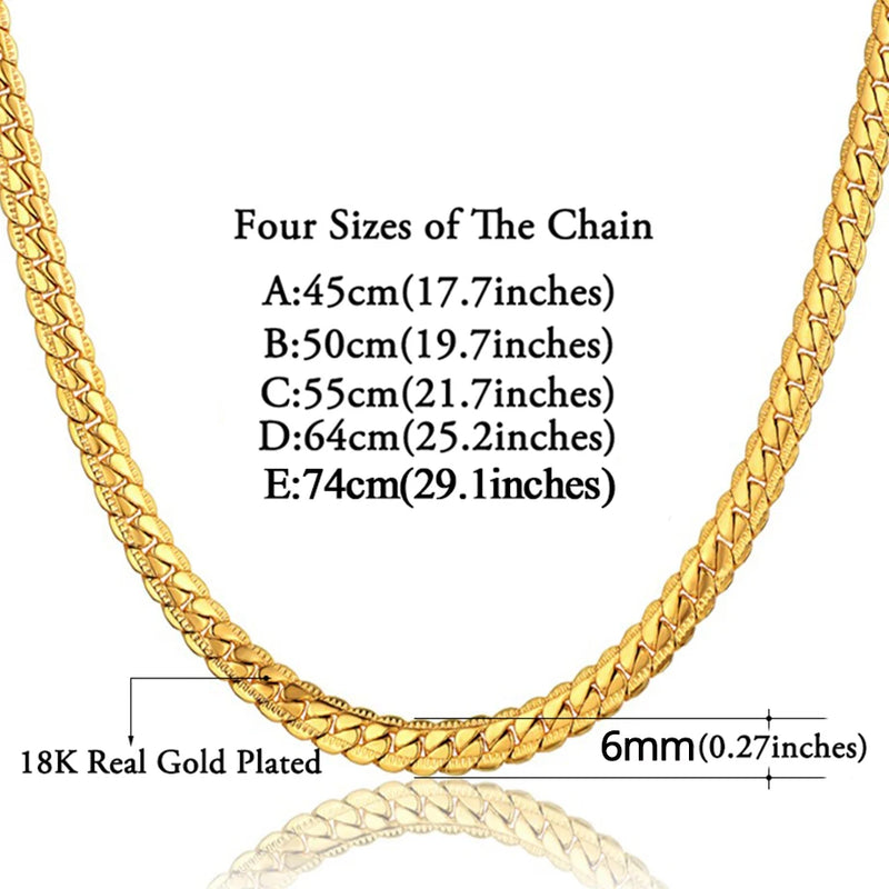 Flat Snake Chain Necklace 4/7mm Stainless Steel Gold Color