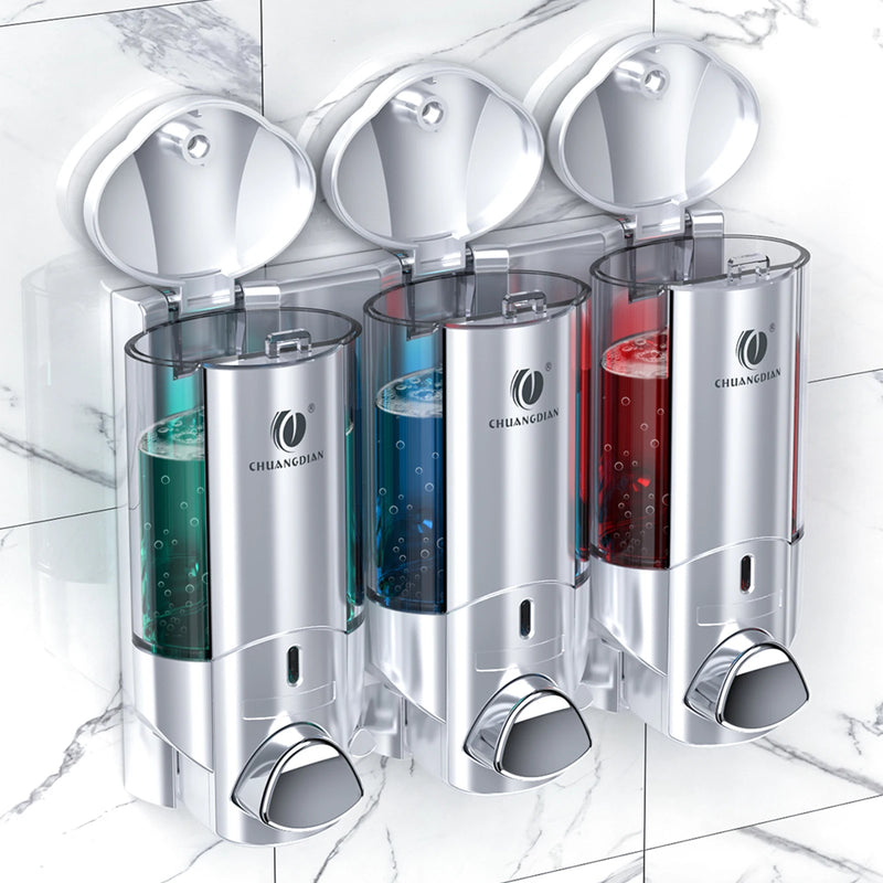 Wall-Mounted Liquid Soap Dispenser, No Drill, Shampoo and Conditioner, 200ml