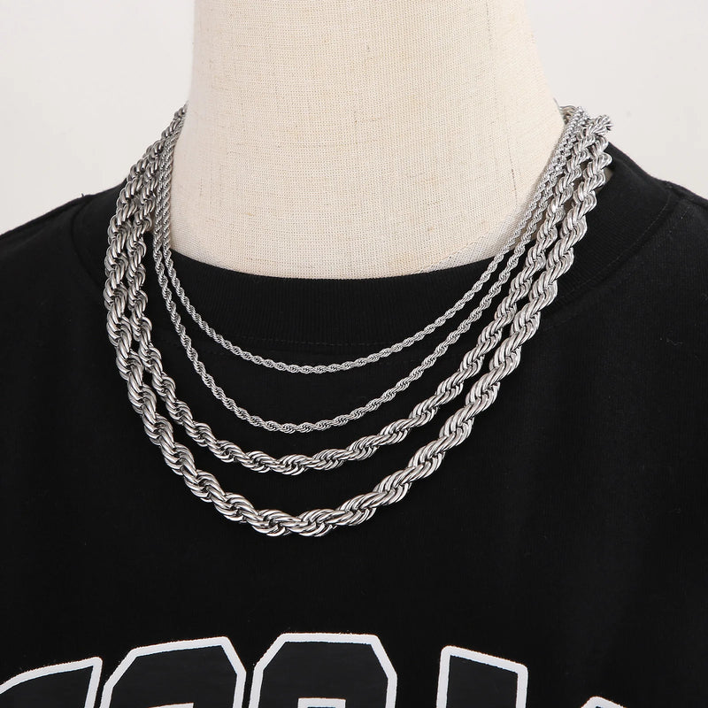 2-8mm hip-hop stainless steel rope chain men's and women's fashion