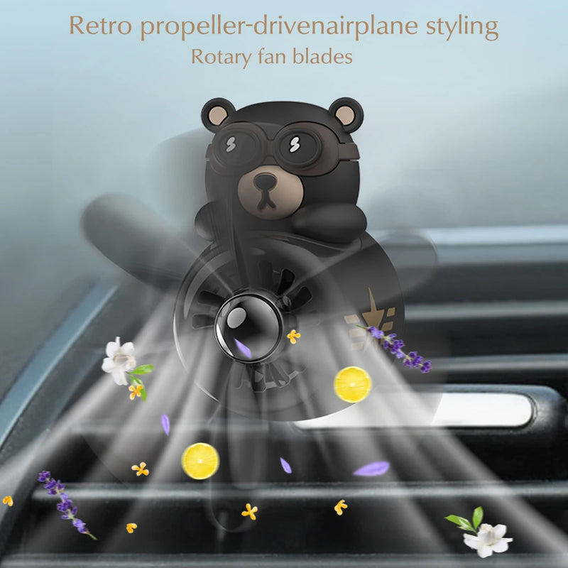 Teddy bear pilot rotating propeller air outlet perfume