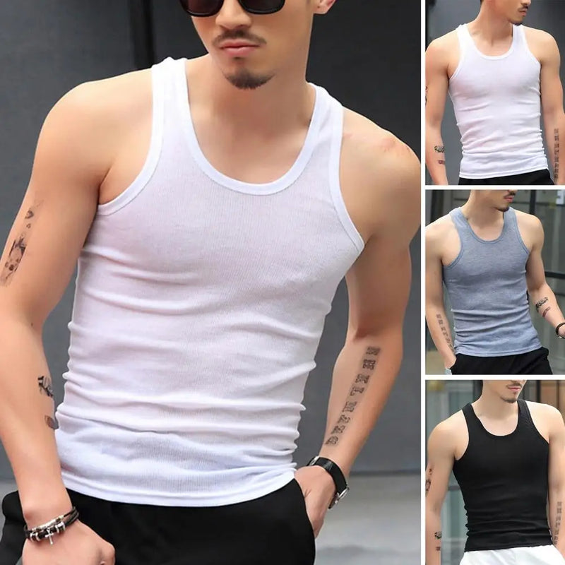 Men's Sleeveless Solid Color Slim Fitness Tank Top