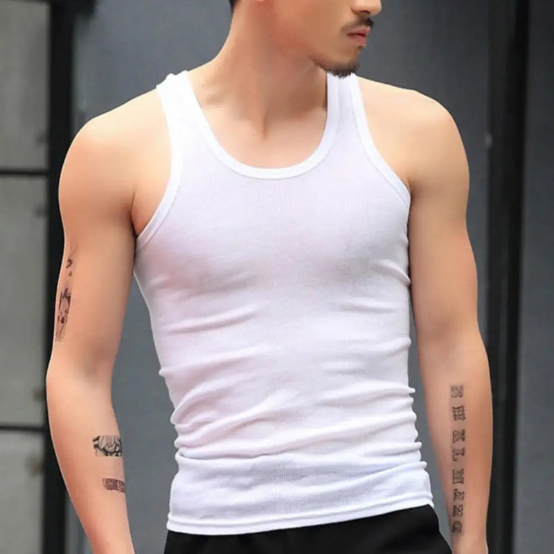 Men's Sleeveless Solid Color Slim Fitness Tank Top